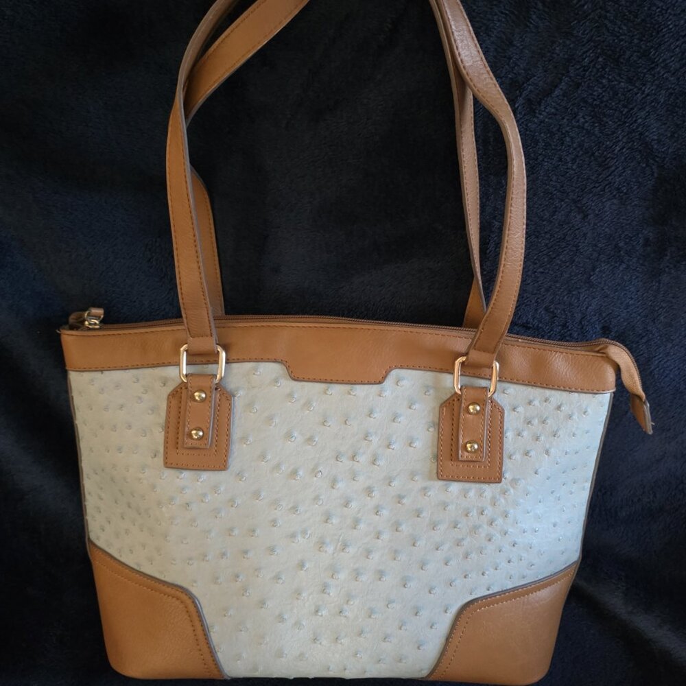 Bueno Faux Ostrich/Leather Crossbody Purse